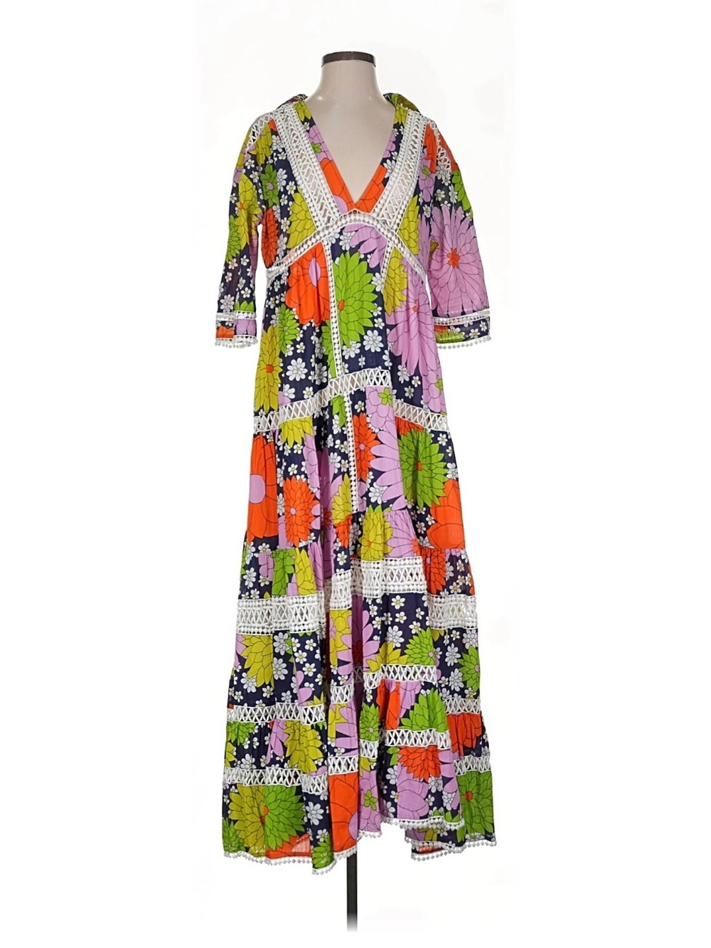 Dodo Bar Or Enid Boho Floral Patchwork Maxi Dress.